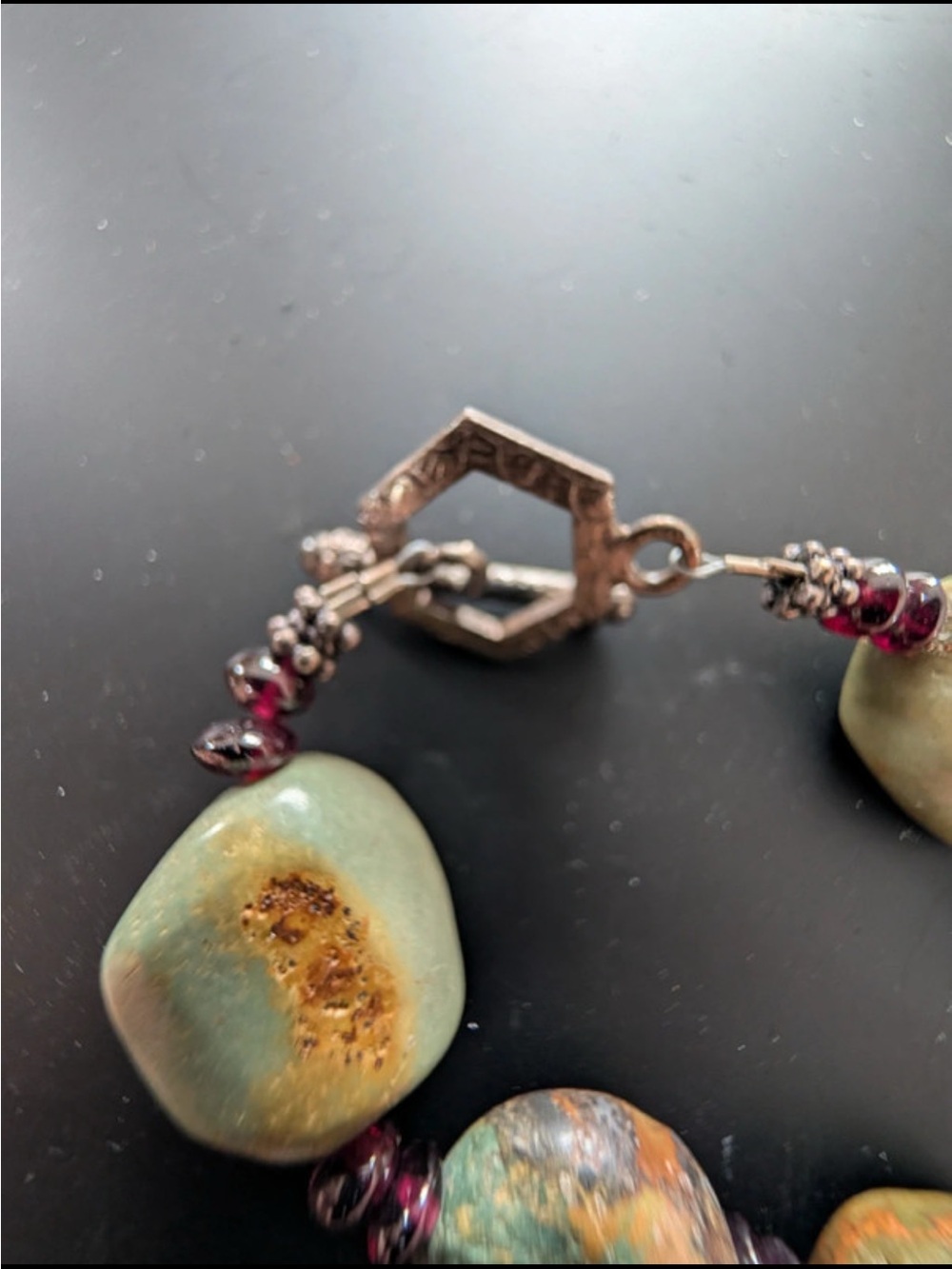 Tibetan Turquoise Pendant Necklace with Stone Beads and real silver - Picture 6 of 7